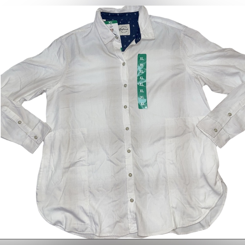 Jachs Crisp White Casual Button-Down Shirt w/pockets